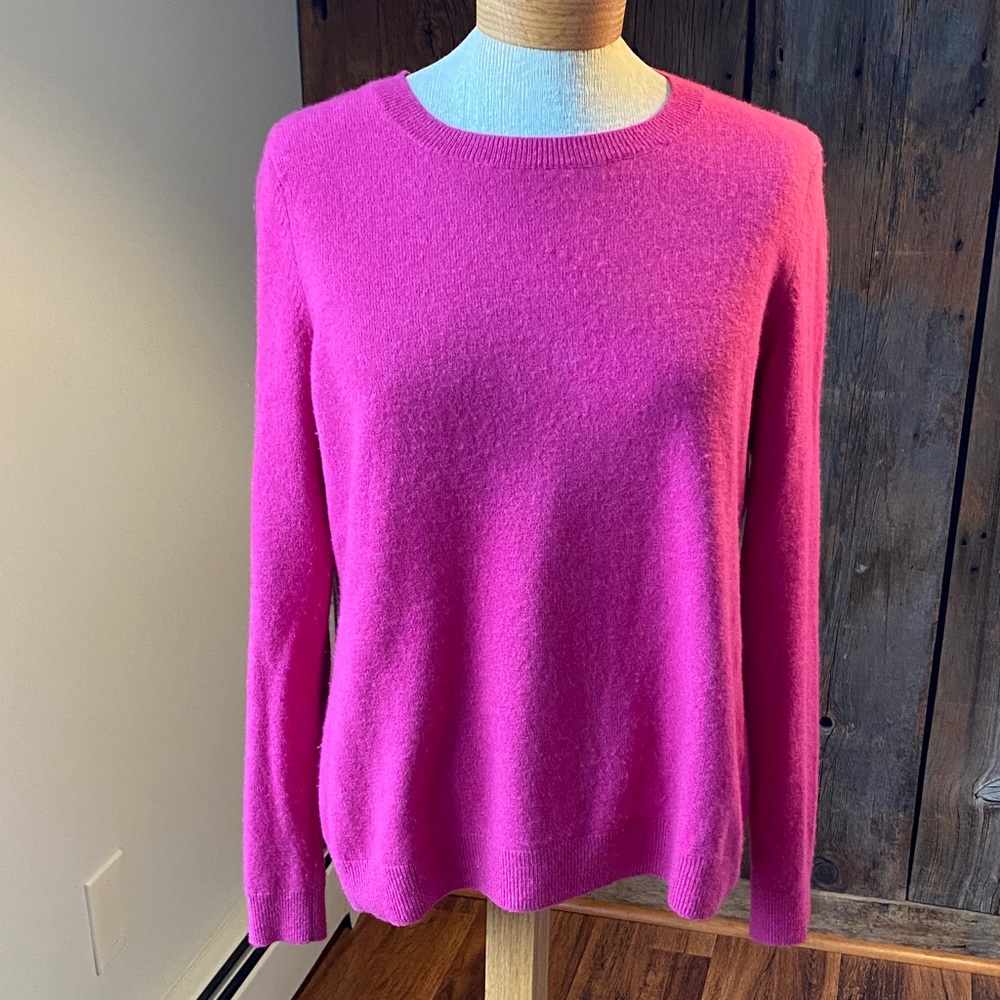 Talbots pure cashmere crew neck pink sweater Sz L